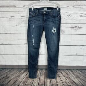 Hudson Jeans Womens 28 Blue Midrise Skinny Distressed Stretch Casual Basic
